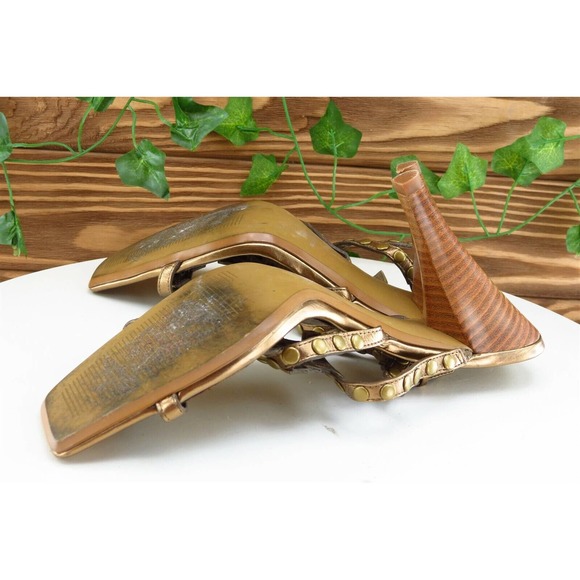 LINEA Paola Sz 8.5 M Gold Gladiator Leather Women Sandals - Picture 10 of 10